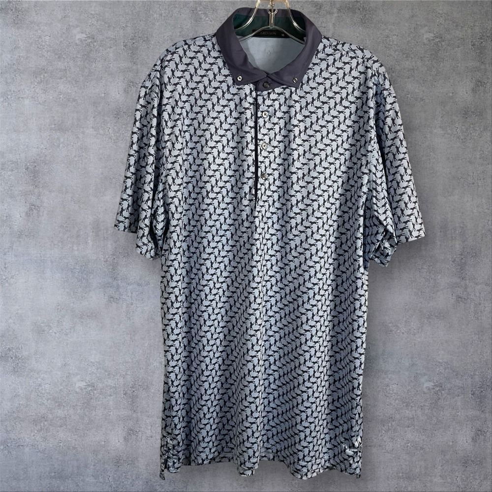 Greyson Golf Polo Shirt Mens‎ XL All Over Wolf Print AOP Logo Performance Blue